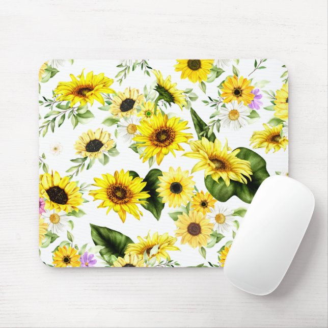Mousepad Girassol em Aquarela 7 (Com mouse)