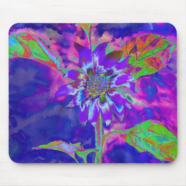 Mousepad Girassol floral púrpura Elegante (Frente)