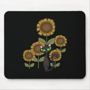 Mousepad Girassol Gato Preto