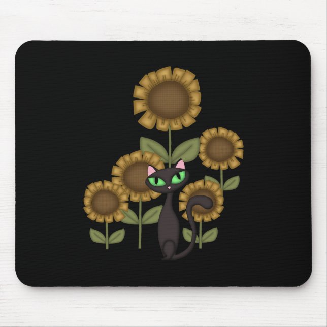 Mousepad Girassol Gato Preto (Frente)