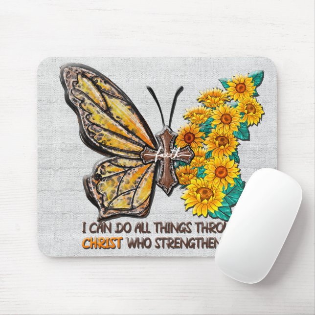 Mousepad Girassol Inspirado/Cruz/Borboleta (Com mouse)