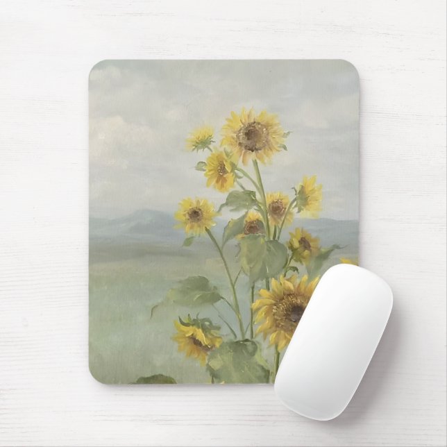 Mousepad Girassol moderno Aquarela e imagem personalizada (Com mouse)