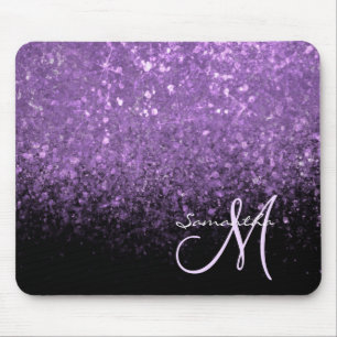 Mousepad Girassol Monograma Roxo Brilhante e Preto