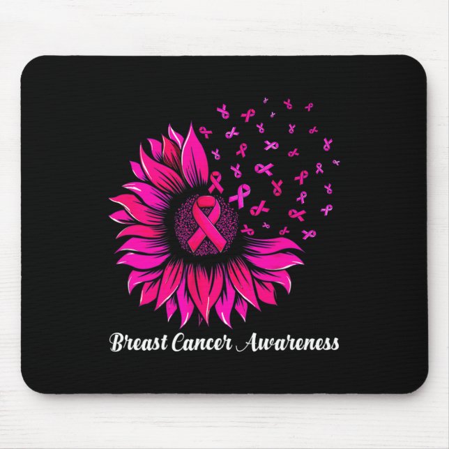 Mousepad Girassol Visto Cor-de-rosa Sensibilização do Cance (Frente)