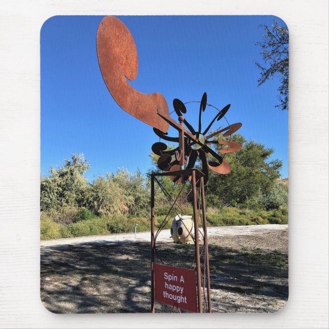 Mousepad Gire um pensamento feliz, sinal engraçado (Frente)