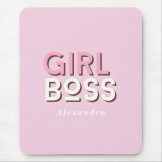 Mousepad Girl Boss Retro Minimal Pink 
