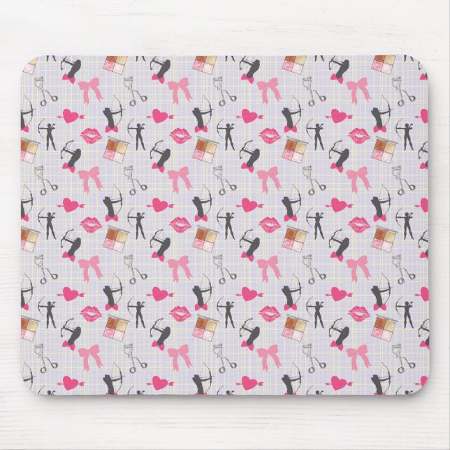 Mousepad Girls Archery - Girly Hearts and Makeup (Frente)