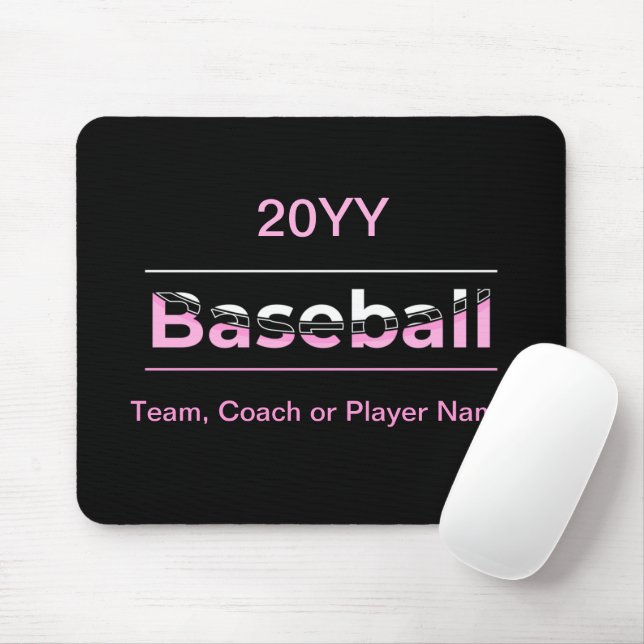 Mousepad Girls Baseball - Tipografia Geométrica Rosa (Com mouse)