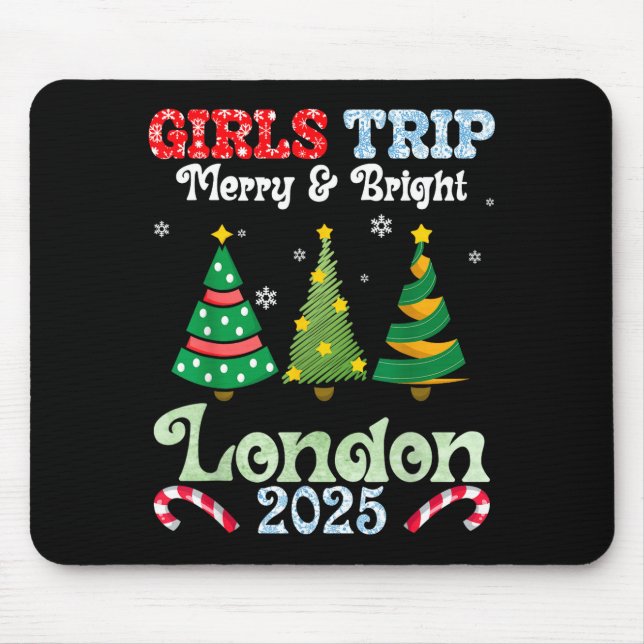 Mousepad Girls Trip Merry Bright Christmas In London Vacati (Frente)