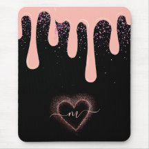 Girly Blush Rosa Tinta Gotejamento Glitter Monogra
