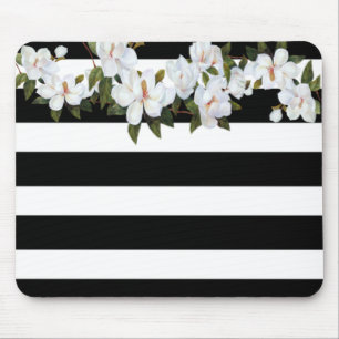 Mousepad Girly Flowers Magnolia, Stripes