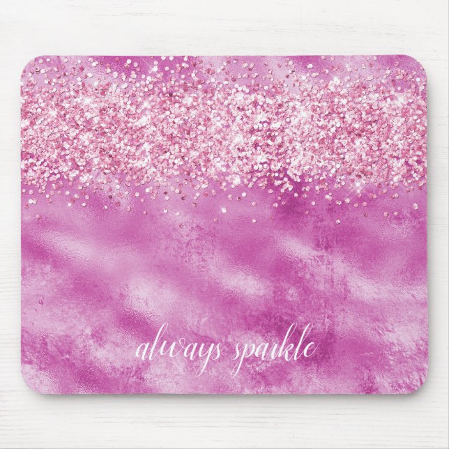 Mousepad Girly Glam Pink Glitter Confetti Sparkle (Frente)