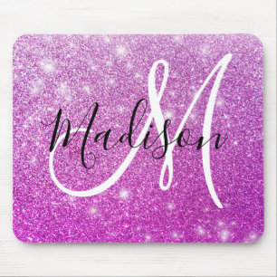 Mousepad Girly & Glam Purple Glitter Sparkles Nome do Monog