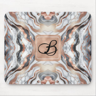 Mousepad Girly Glam Rosa Dourado Prata e Mármore Branco