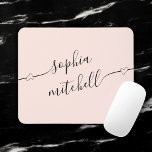 Mousepad Girly Heart Script Blush Pink<br><div class="desc">Mínimo e moderno mouse pad.</div>