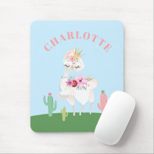 Mousepad Girly Llama Floral Cactus