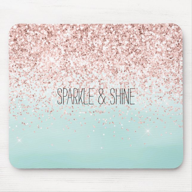 Mousepad Girly Mint Glam Glitter Rosa (Frente)
