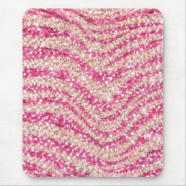 Mousepad Girly Pink Blush Glitter Zebra Pattern            