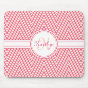 Mousepad Girly Pink Chevron com Monograma