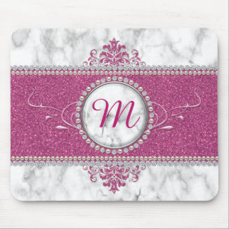 Mousepad Girly Pink Glitter Monograma