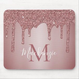 Mousepad Girly Pink Sparkle Glitter Monograma