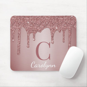 Mousepad Girly Pink Sparkle Glitter Monograma