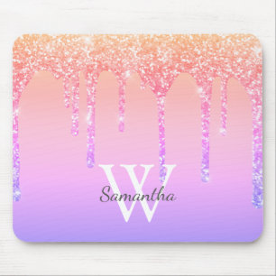 Mousepad Girly Rainbow Glitter Sparkle Drives Nome do Monog