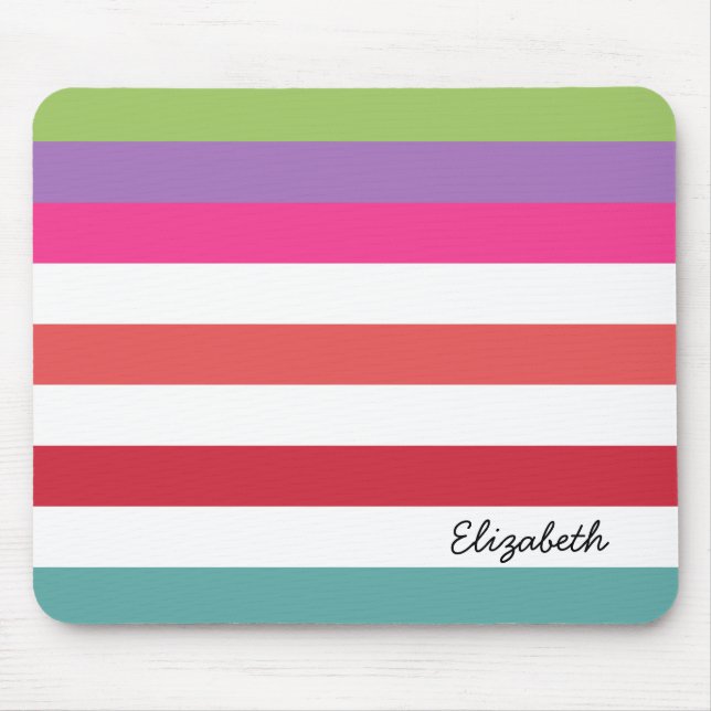 Mousepad Girly Rainbow - Listras Horizontais Amplas Com Nom (Frente)
