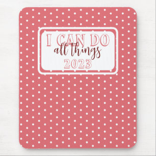 Mousepad Girly Rosa Branco Bolinhas Pode Fazer Todas as Coi