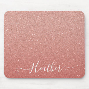 Mousepad Girly Rosa Dourado Glitter Monographic Name