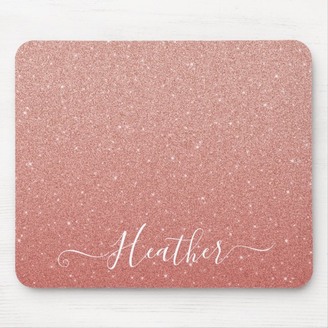 Mousepad Girly Rosa Dourado Glitter Monographic Name (Frente)