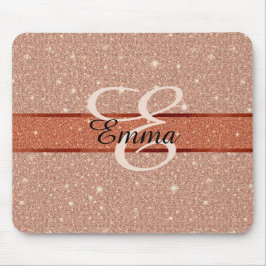 Mousepad Girly Rosa Dourado Monograma