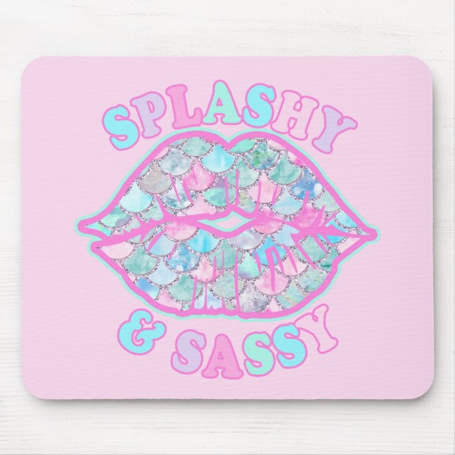 Mousepad Girly Splashy & Sassy Rosa Turquesa Beijo de Serei (Frente)