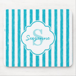 Mousepad Girly Turquoise Pains Stripes Monograma e Nome