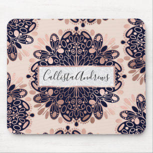 Mousepad Giry Boho Rosa Dourado Marinho Rosa Rosa Típico Ma
