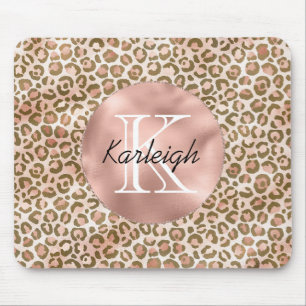 Mousepad Giry Peach Brown Leopard Imprime Monograma