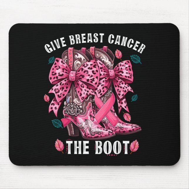 Mousepad Give Breast Cancer The Boot Nk Cowgirl Western Tee (Frente)