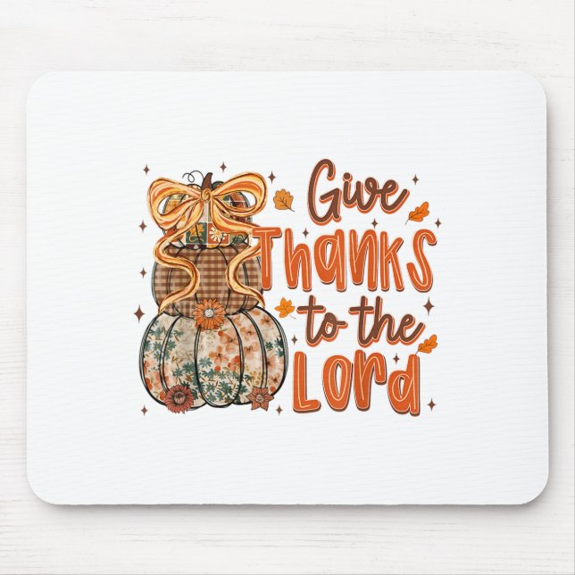 Mousepad Give Thanks To The Lord Fall Christian Cross Coque (Frente)
