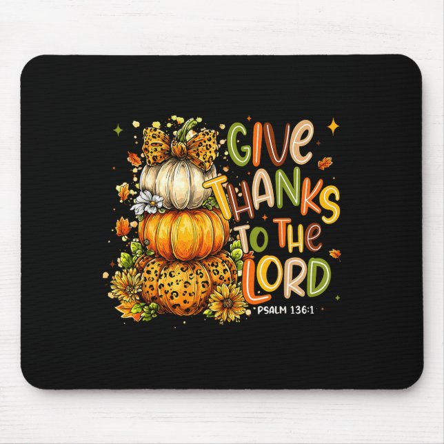 Mousepad Give Thanks To The Lord Fall Christian Cross Coque (Frente)