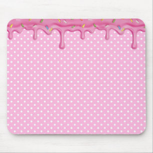Mousepad Glacé de bolo rosa no Bolinhas