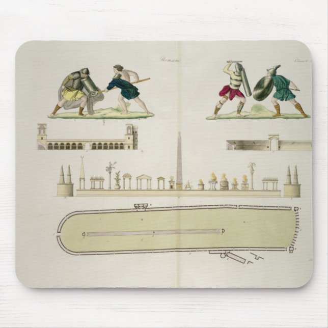 Mousepad Gladiadores e um plano do circo de Caracalla, (Frente)