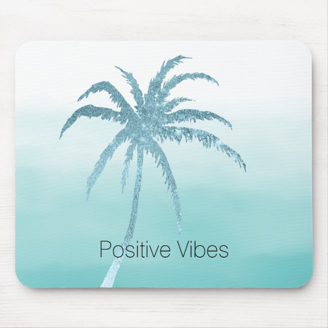 Mousepad Glam Aqua Tropical Palm Tree Ombre (Frente)