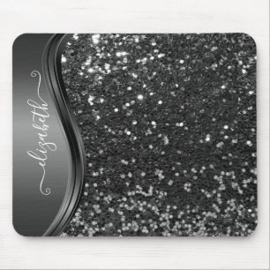 Mousepad Glam Bling Personalizado Glitter Caligrafia Azul