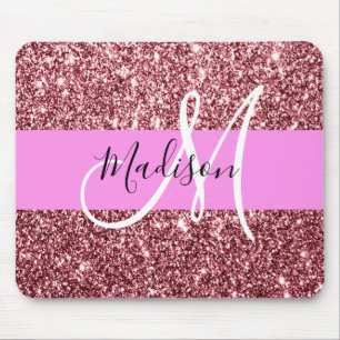 Mousepad Glam Blush Rosa Rosa Rosa Dourado Monograma com br