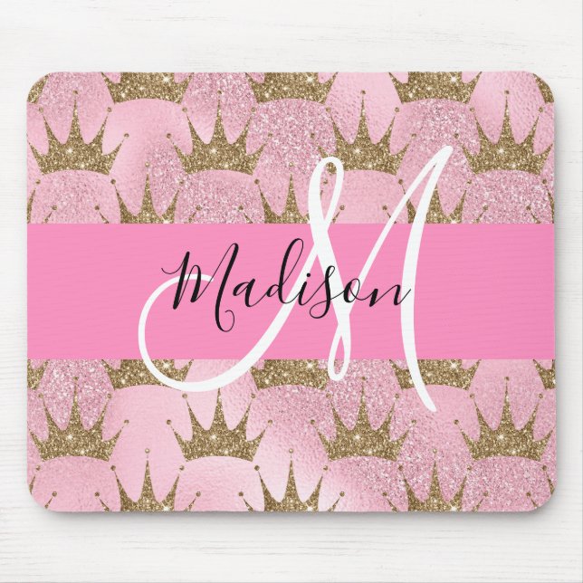 Mousepad Glam Cor-de-rosa e brilho Dourado brilha brilhando (Frente)
