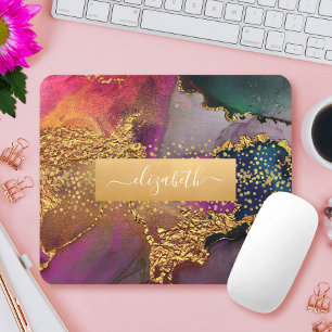 Mousepad Glam dourado de cor aquática, cor aquática, azul