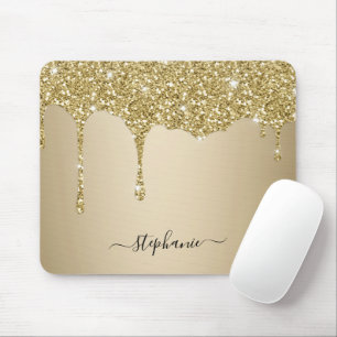 Mousepad Glam Dourado Glitter Sparkle Hand Letter Name Pers