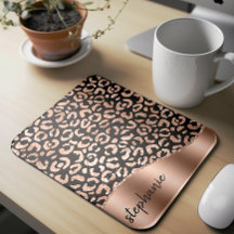 Glam Faux Foil Manchas de Leopardo Dourado Rosa Pr
