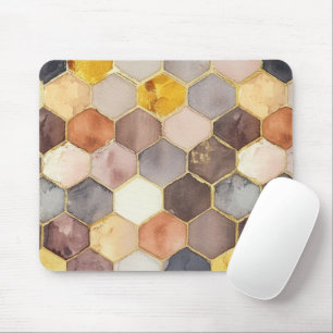 Mousepad Glam Honey Comb Blush Champagne Abstrato