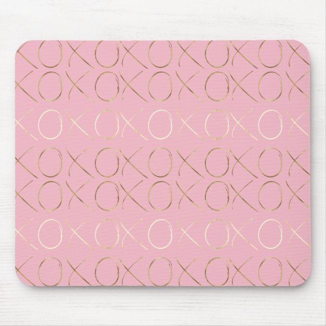 Mousepad Glam Menino Rosa Dourado XOXO (Frente)